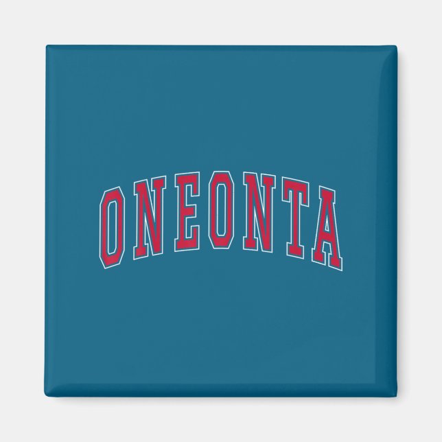 Oneonta New York Souvenir College Style Red Text T Magnet (Framsidan)