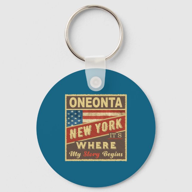 Oneonta NY Det är där min berättelse börjar _1  Nyckelring (Framsida)