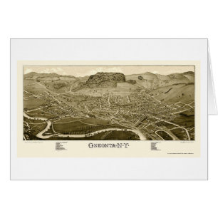 Oneonta panorama- karta för NY - 1884 Hälsningskort