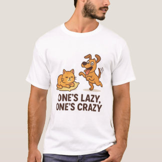 One's Lazy, One's Crazy - Lusch Cat & Hund Duo Tee