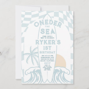 Onete Sea Surfa Surfboard 1:a födelsedagen Party Inbjudningar