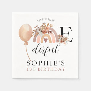 ONEunderbar Rainbow Girl's Birthday-inbjudan Pappersservett