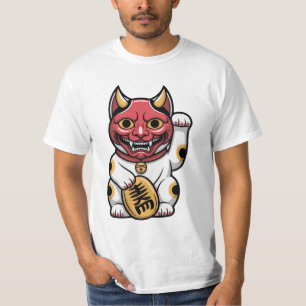 Oni Cat Japansk Mytisk Katt med Oni-mask Cu T Shirt