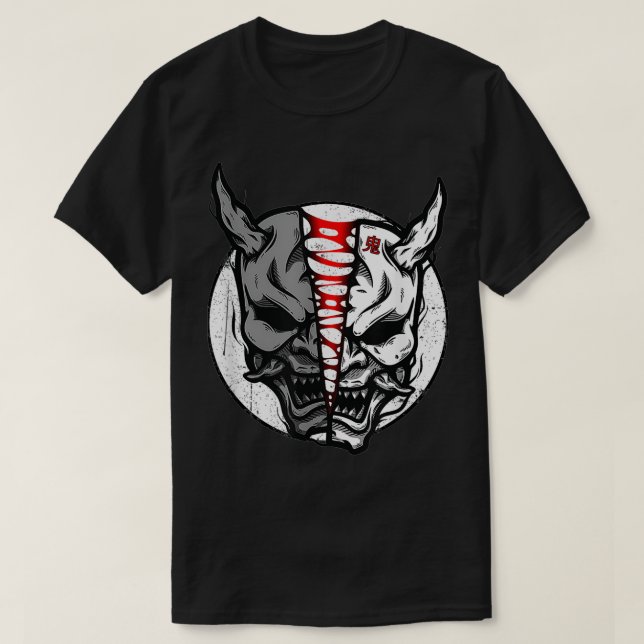 Oni Demon Japansk Djävulen T Shirt (Design framsida)