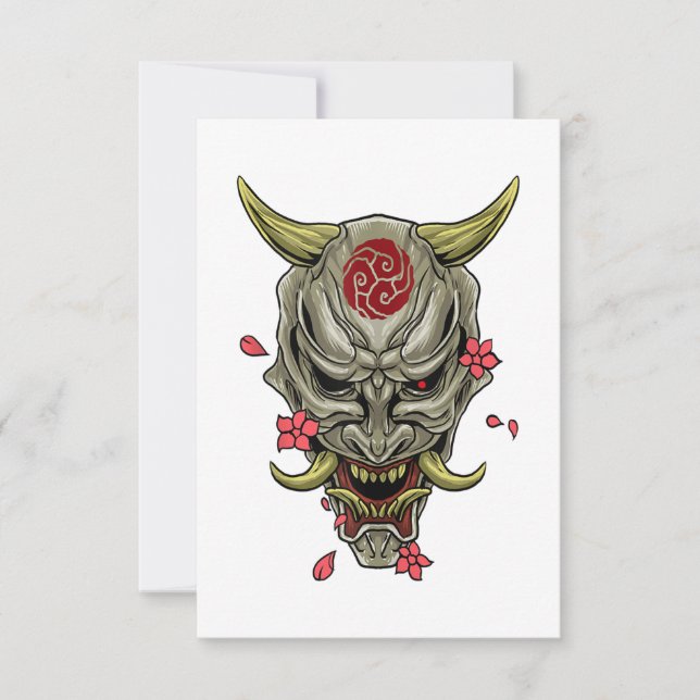 Oni Demon Japansk Djävulen Tack Kort (Framsida)