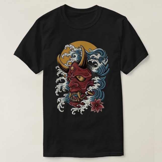 ONI JAPANESE DEMON MASK Oni Mask T Shirt (Design framsida)