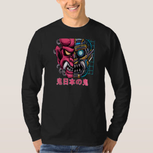 Oni Japansk demonmask Cyborg Djävulen Japan Folklo T Shirt
