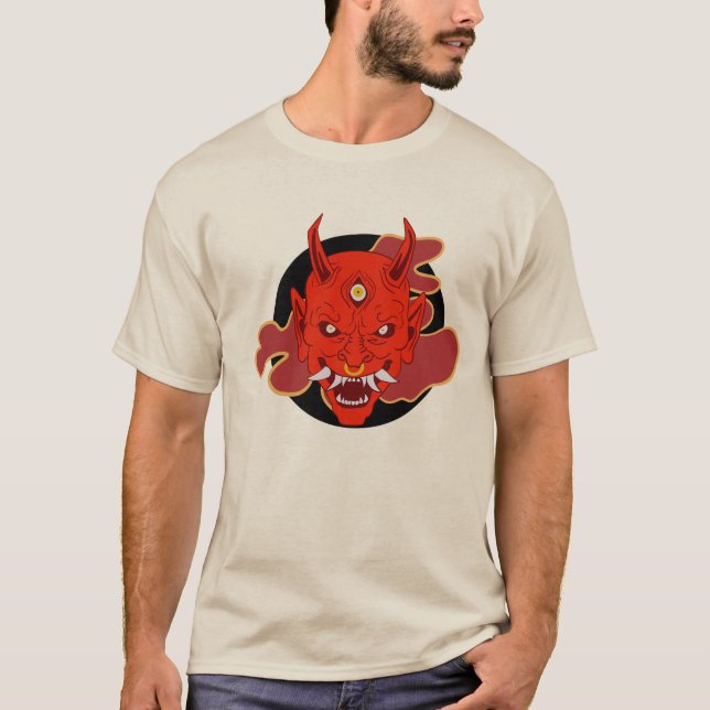 Oni Japansk Hannya Mask Stil Traditional T Shirt (Framsida)