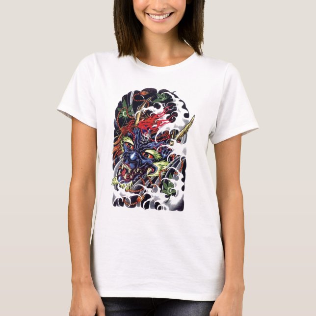Oni & lönn tatuering design t shirt (Framsida)