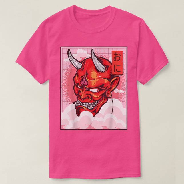 Oni Mask Demon Mask Yokai Kawaii Japanese Aestheti T Shirt (Design framsida)