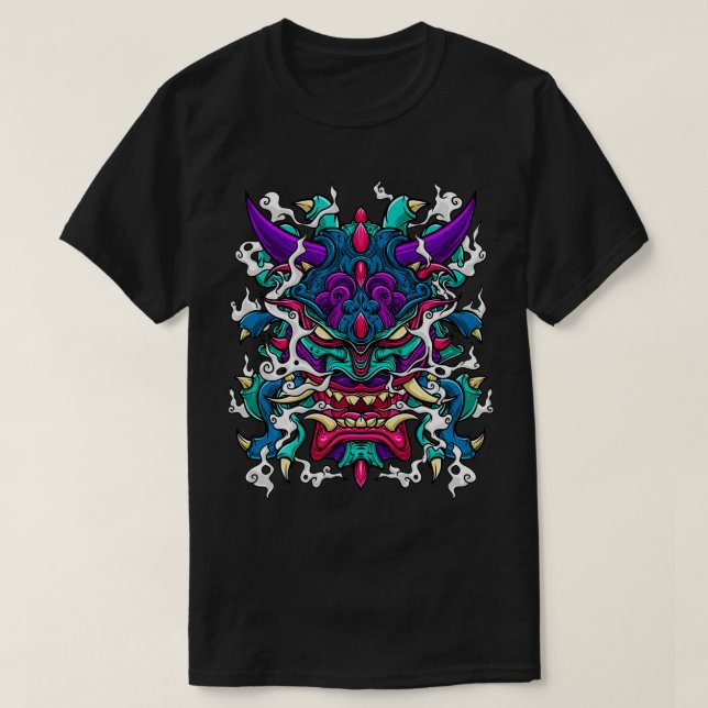 Oni Mask Hannya Demon Evil Japanese  T Shirt (Design framsida)