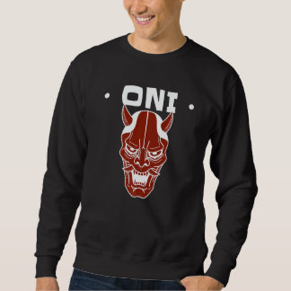 Oni Mask Japanese Demon Face Devil Ronin 1 Lång Ärmad Tröja