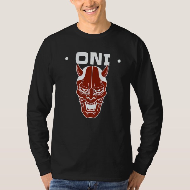 Oni Mask Japanese Demon Face Devil Ronin  1 T Shirt (Framsida)