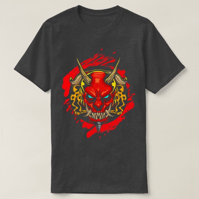 Oni Mask Japansk Demon Oni T Shirt (Design framsida)