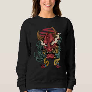 Oni Mask Japansk Djävulen Ansikte Japan Stil T Shirt
