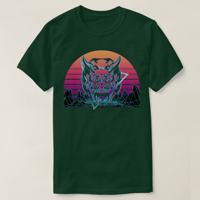 Oni Mask Yokai Djävulen Mask Gift T Shirt (Design framsida)