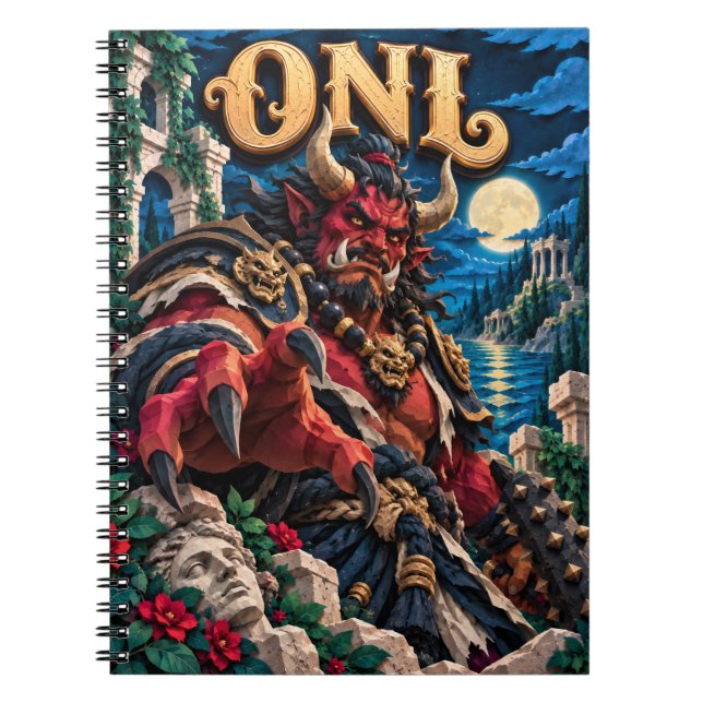 Oni, pappersklippt monster anteckningsbok (Framsidan)