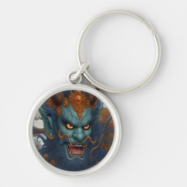 Oni Rider Keychain Rund Silverfärgad Nyckelring (Framsidan)