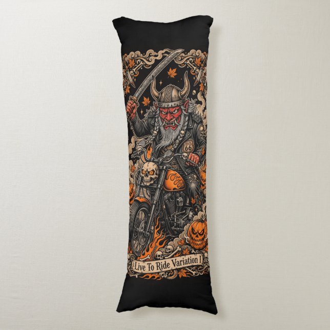 Oni Samurai Biker Halloween  Kroppskudde (Framsidan Vertikal)