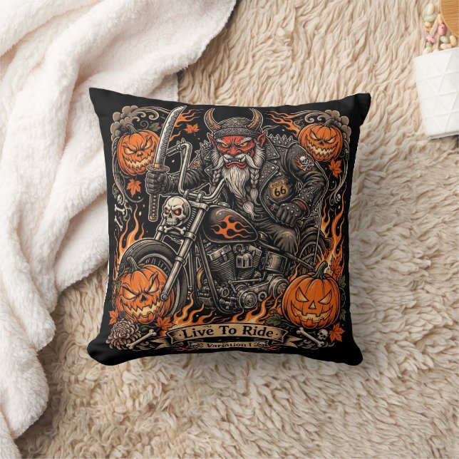 Oni Samurai Biker Halloween Kudde - Lev För Att Kö (Filt)