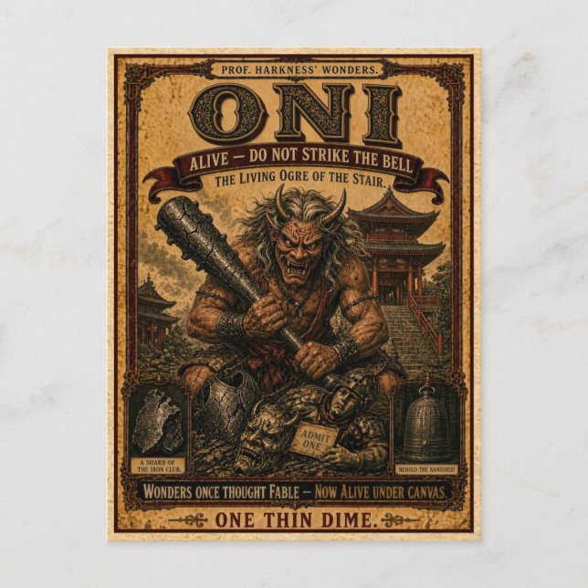 Oni, Vintage Cirkusmonster Vykort (Framsida)