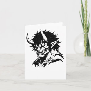 Oni Yokai japansk disline Porträtt Sticker Kort