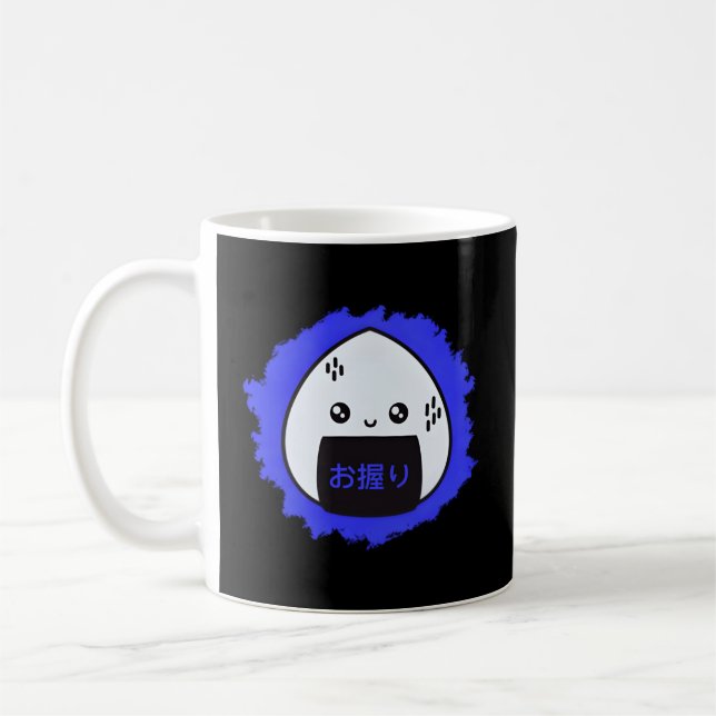 Onigiri Japanska Ris Boll Kawaii Anime Aesthetic Kaffemugg (Vänster)