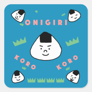 Onigiri Koro Koro (Rolling Ris Bollar) Fyrkantigt Klistermärke