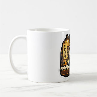 Onigiri Night Shift Cat Mug | Japansk Mat Katt Ar Kaffemugg