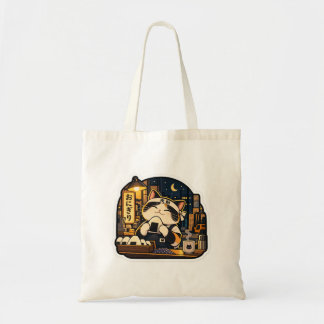 Onigiri Night Shift Cat Tote Bag | Japansk mat C Tygkasse
