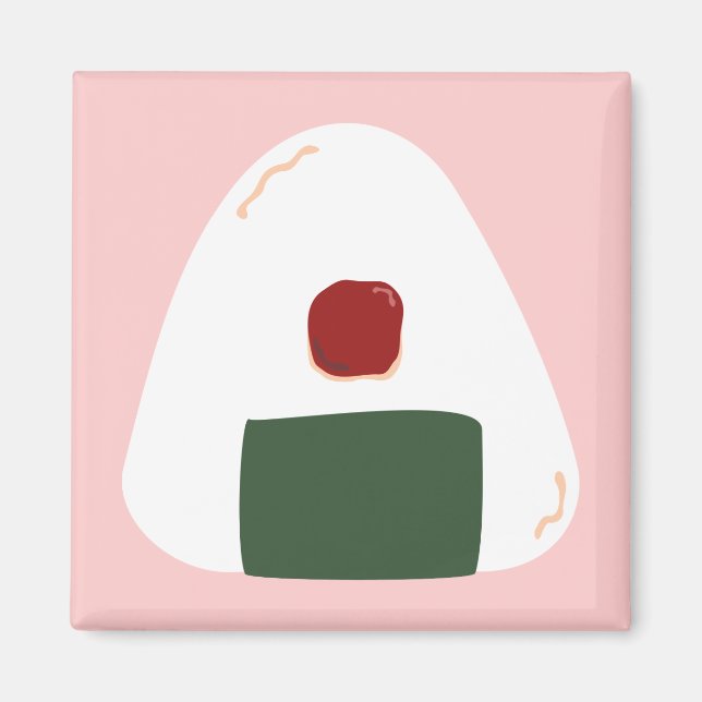 "Onigiri ♥" ~Rosa ver.~ Square Magnet (Framsidan)