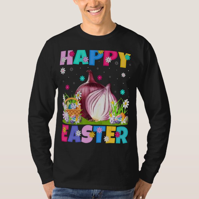 Onion Glad påsk Bunny Onion Påsk Söndag T Shirt (Framsida)