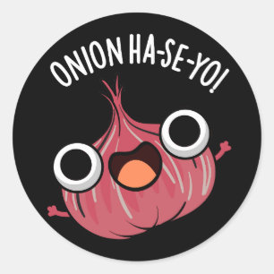 Onion Ha-se-yo Funny Koreansk Pun Mörk BG Runt Klistermärke