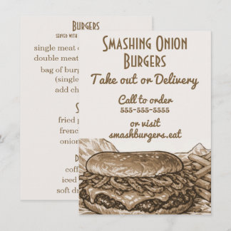 Onion Smash Burgers Café eller matvagn Meny