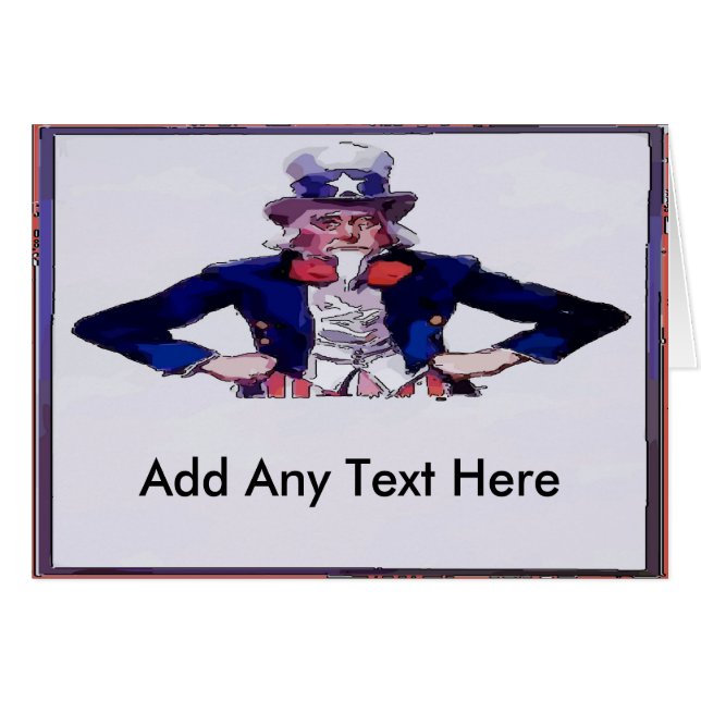 Onkel Sam Lägg till textkort Hälsningskort (Framsidan Horizontal)