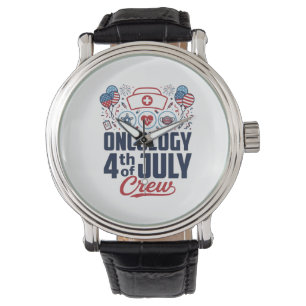 Onkologi 4:e juli Crew Medicinsk Patriotisk T-shir Armbandsur