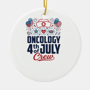 Onkologi 4 juli Crew Medicinsk Patriotisk T-shirt  Julgransprydnad Keramik