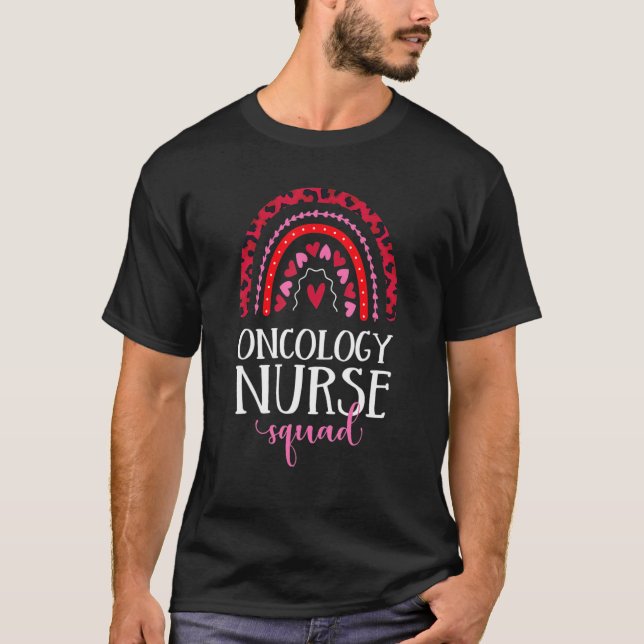 Onkologi Nurse Squad Rainbow Leopard Nursing Valen T Shirt (Framsida)