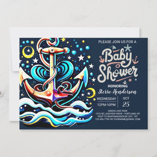 Online Anchor Boho Baby Shower Inbjudningar (Framsida)