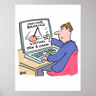 Online Banking Humor finansbank Tecknad Poster