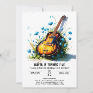 Online Blue Guitar Boy Birthday Inbjudningar