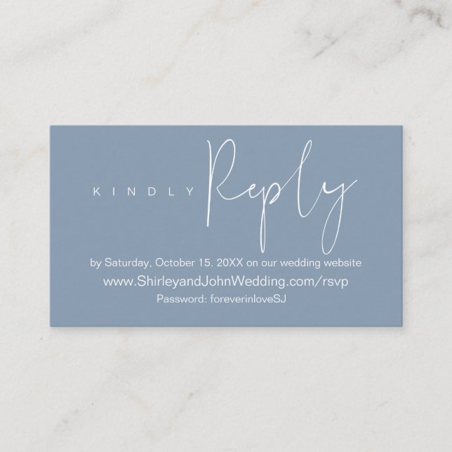 Online bröllopsfirande RSVP, modern minimalistisk Tilläggskort (Framsida)