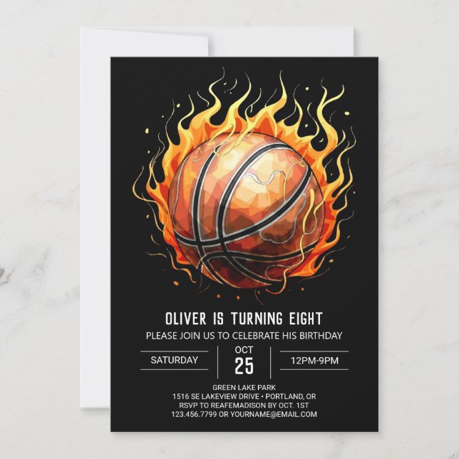 Online Chic Barns basketboll födelsedag Inbjudningar (Framsida)