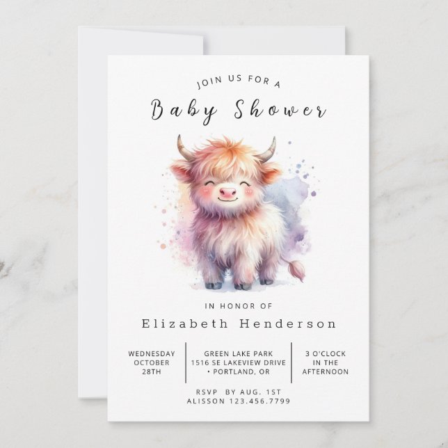 Online Chic Modern babystövel för kupa Inbjudningar (Framsida)