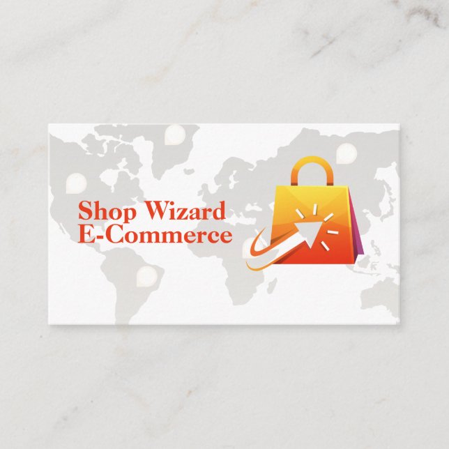 Online Click Shopping | E-Commerce | World Map Visitkort (Framsida)
