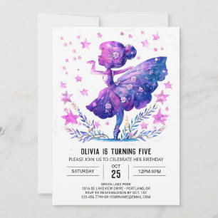 Online Dancer Ballerina Birthday Inbjudningar