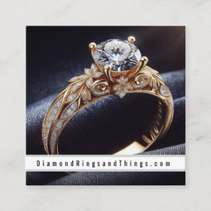Online Diamond Ring Business Jewelry Designer Fyrkantigt Visitkort