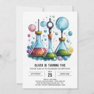 Online Discovery Fusion Scientist Birthday Inbjudningar