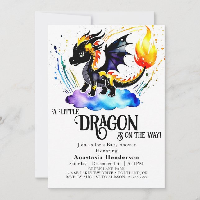 Online Editable Dragon Boy Shower Inbjudningar (Framsida)
