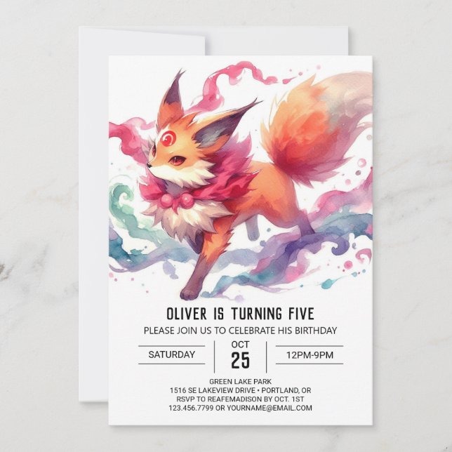 Online Elegant Fox Birthday Inbjudningar (Framsida)